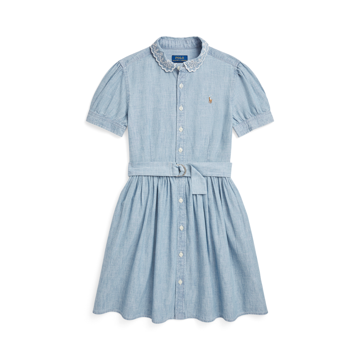 Belted Indigo Chambray Shirtdress