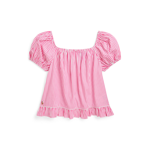 Striped Ruffled Cotton Top