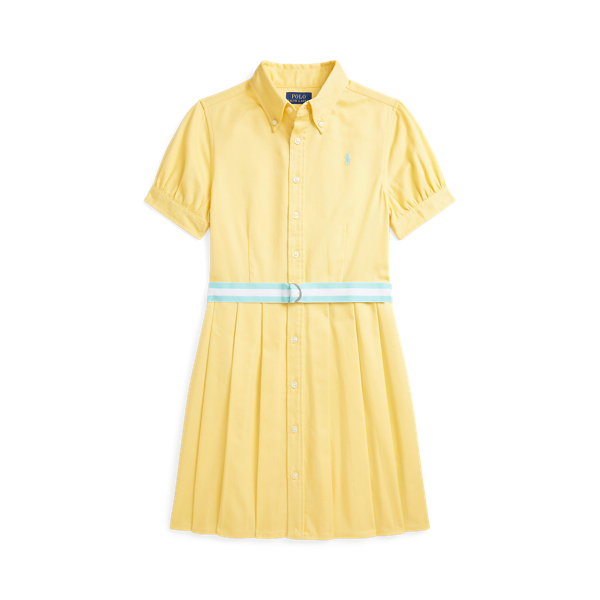 Robe-chemise plissée en sergé de coton