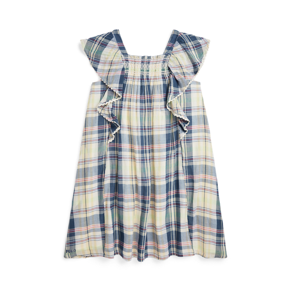 Plaid Smocked Cotton Madras Dress