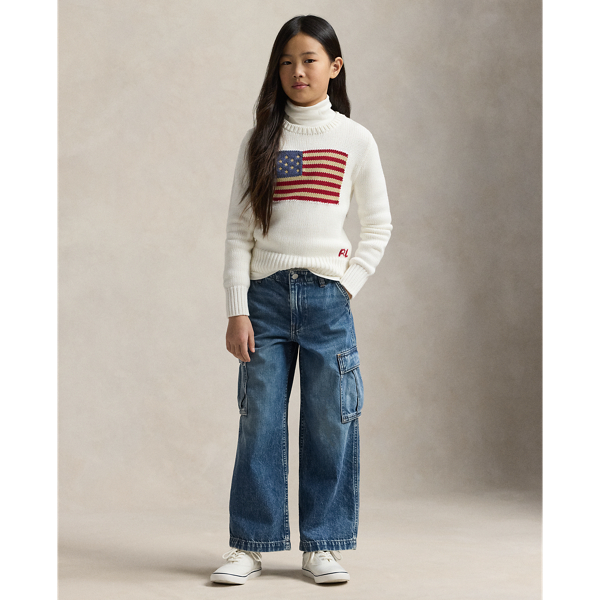 【YOURNUS】Coles Indigo Cargo Wide Denim Wide-Leg Indigo Cargo Jean