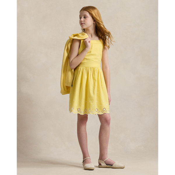 Robe brodée en lin et coton