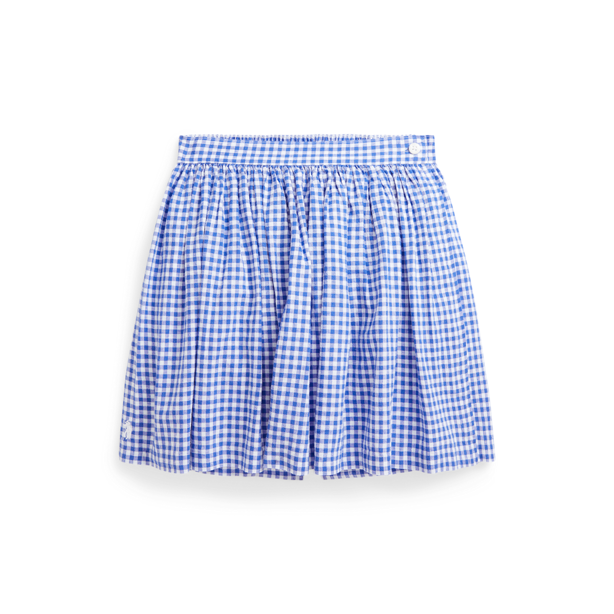 新品♡定価3.4万♡ RALPH LAUREN ギンガム 巻き　スカート　麻　青 ギンガム リネンコットン ラップ スコート | ラルフ ローレン