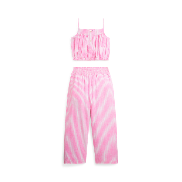 Striped Linen-Cotton Top &amp; Trouser Set