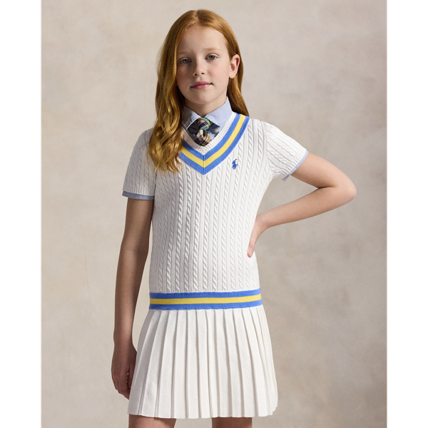 ポロラルフローレンx Wimbledonストライプコットンミニドレス ベビー)ストライプド ニット オックスフォード ドレス （ミニ丈