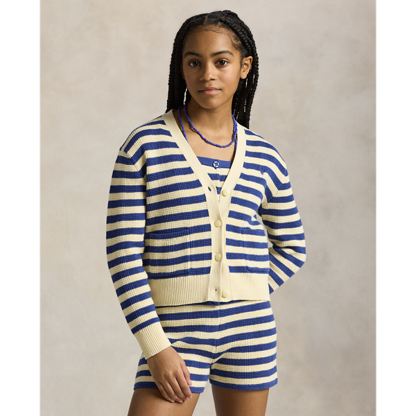 Striped Cotton V-Neck Cardigan