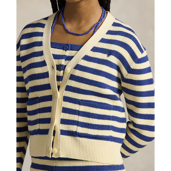 Striped Cotton V-Neck Cardigan