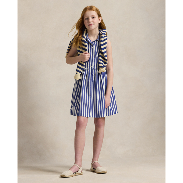 Royal White Gestreiftes Baumwollpopeline-Hemdkleid Girls 7-14 Years 1