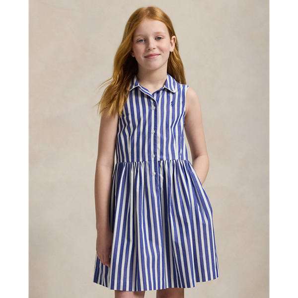 Royal White Striped Cotton Poplin Shirtdress Girls 7-16 4