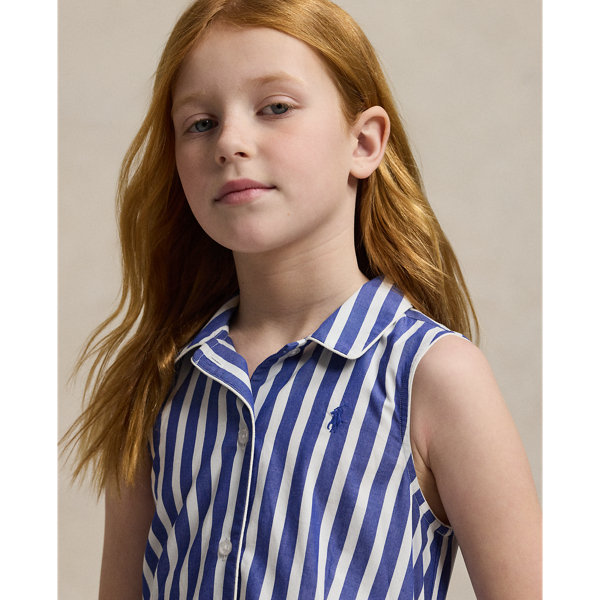 Royal White Striped Cotton Poplin Shirtdress Girls 7-16 5