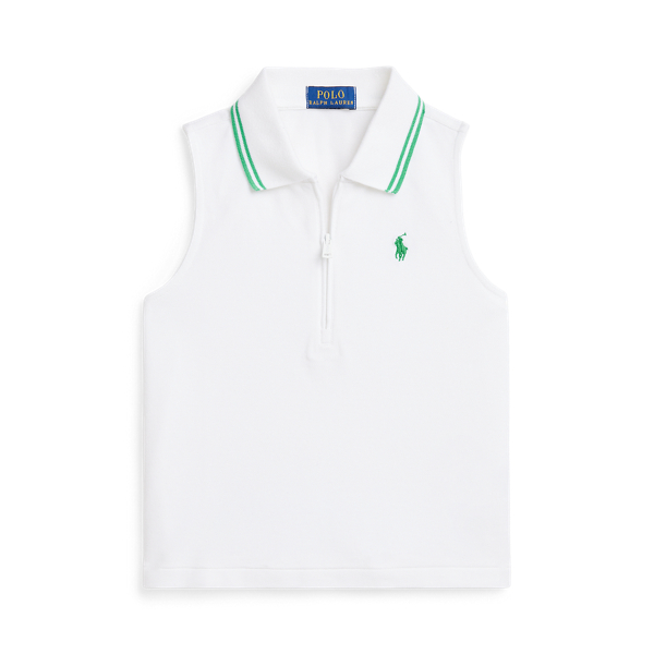 Polo boxy demi-zipp&eacute; en piqu&eacute; stretch Girls 7-14 Years en 1