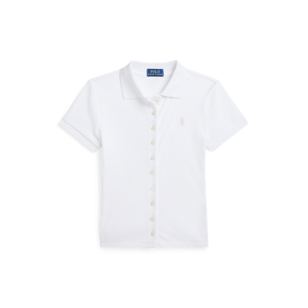 Polo à devant boutonné en piqué stretch