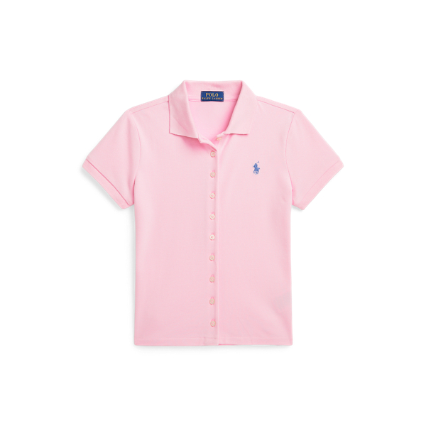 Polo à devant boutonné en piqué stretch