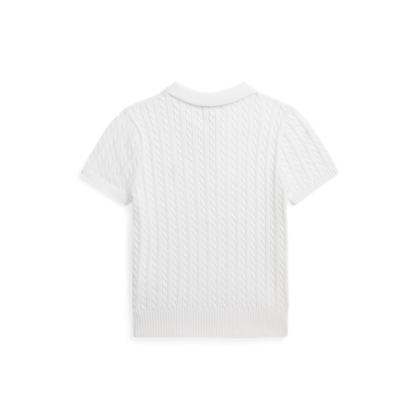 Polo-Kurzarmpullover mit Mini-Zopfmuster Girls 7-14 Years in Optik-Wei&szlig;/Navy 2