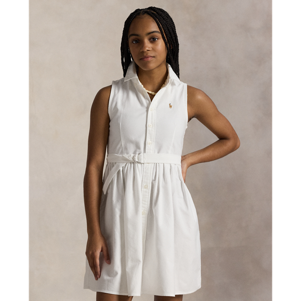 Baumwolloxford-Hemdkleid mit G&uuml;rtel Girls 7-14 Years in Wei&szlig; 4