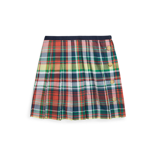 Pleated Cotton Madras Skirt