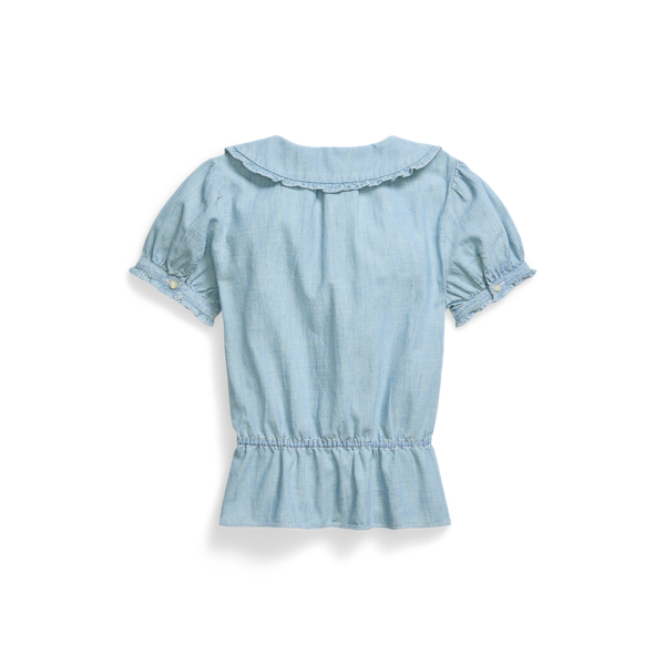 Baumwollchambray-Oberteil mit Schößchen