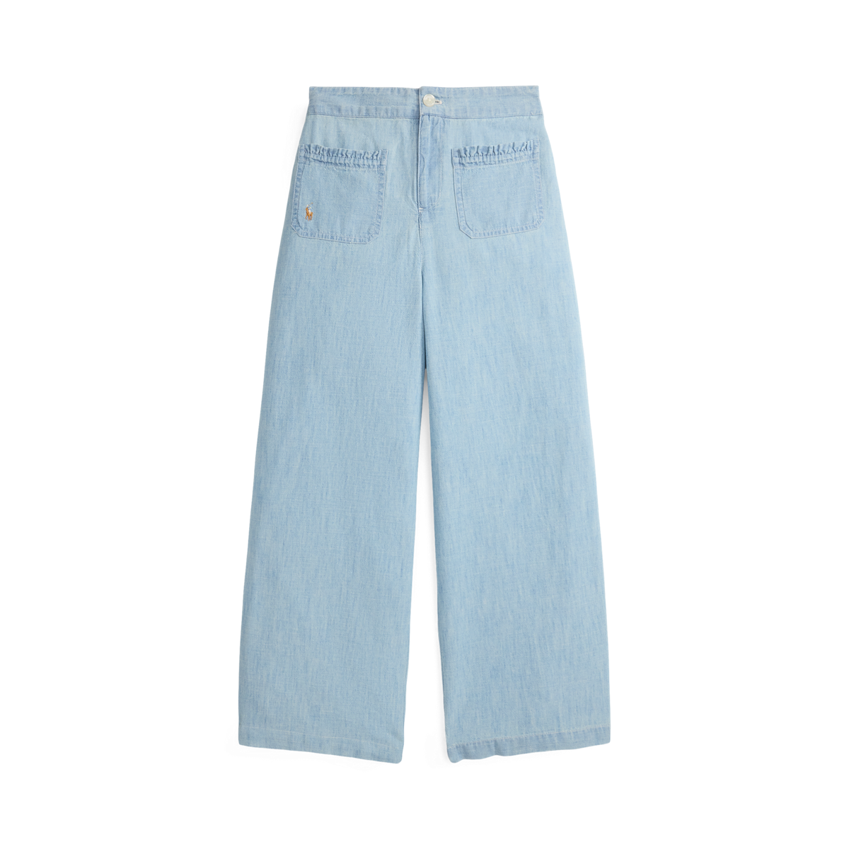 Polo Ralph Lauren☆コットンシャンブレーワイドパンツ セール】コットン シャンブレー ワイドレッグ パンツ