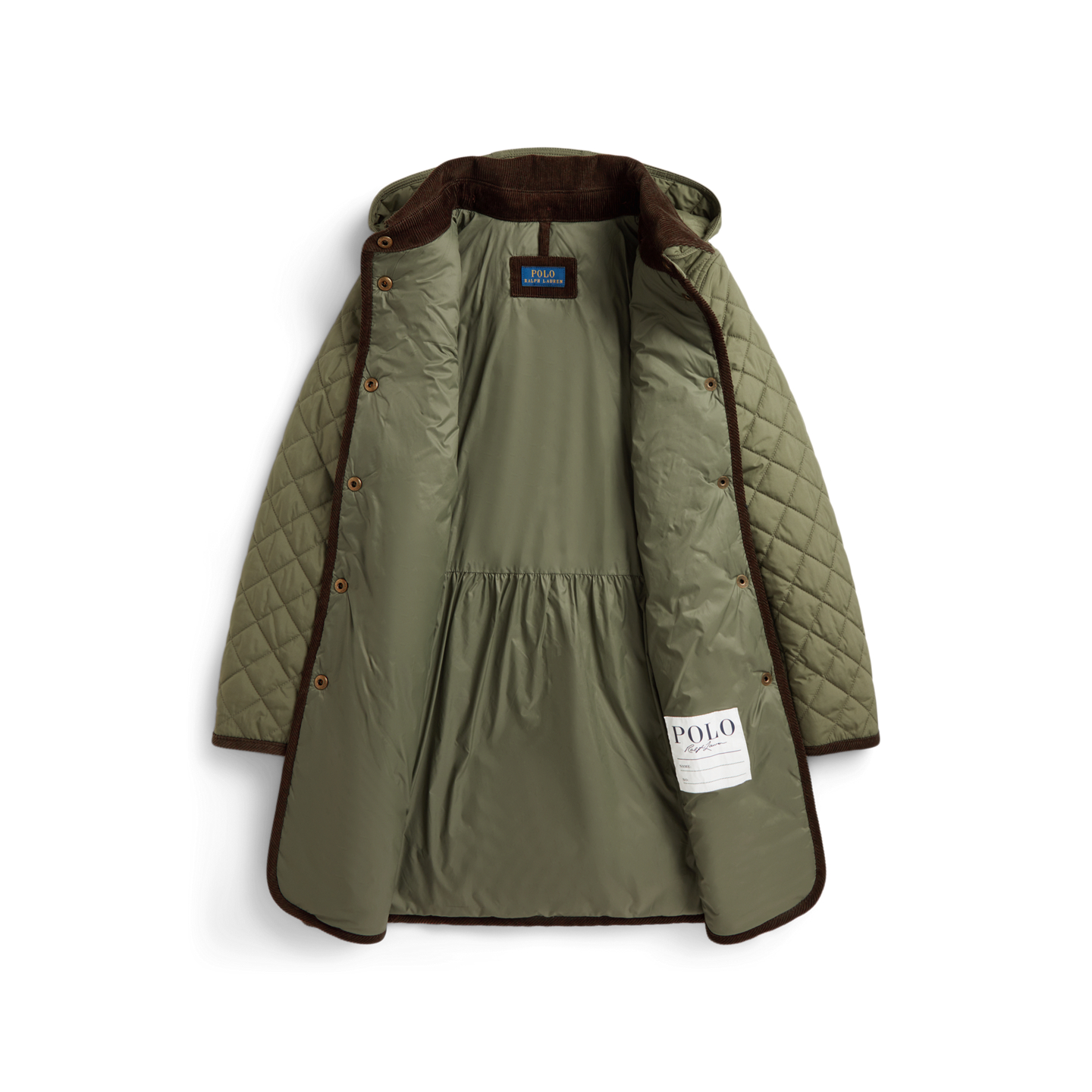 Детская куртка Ralph Lauren Quilted Long Barn, цвет: Оливковый — фото 5