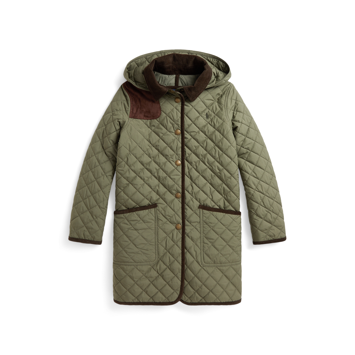 Детская куртка Ralph Lauren Quilted Long Barn, цвет: Оливковый — фото 6