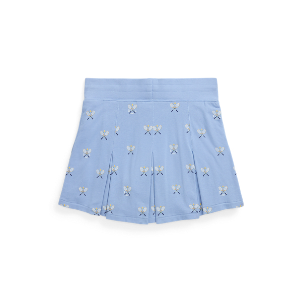 Tennis-Print Stretch Mesh Skort