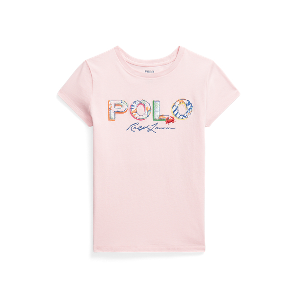Maglietta in cotone con logo tropicale 