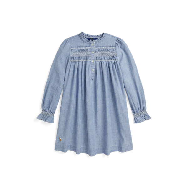 キッズワンピース・オールインワン Ralph Lauren DRESS WITH LOGO (312964205K 001BLUEHYACINTH) Ralph Lauren Baby Girls Pink Logo Polo Dress Set | Junior