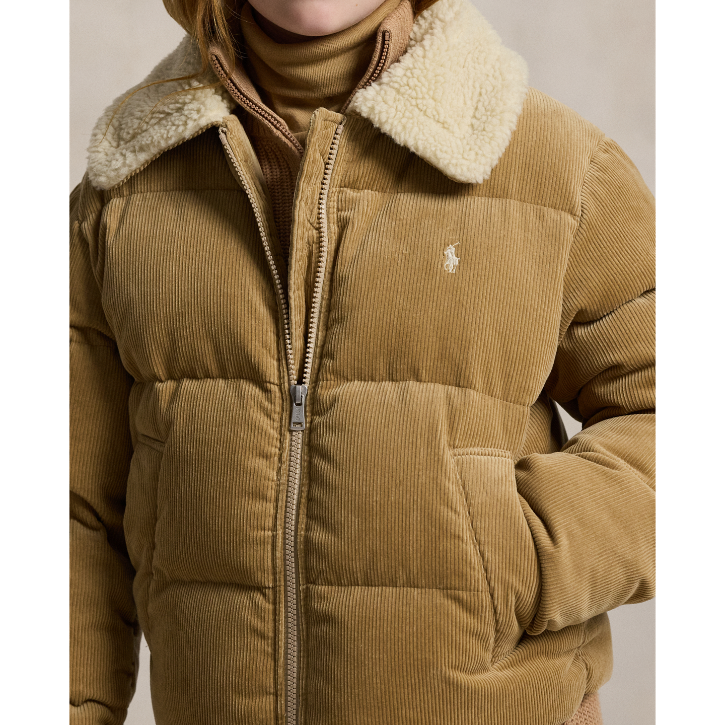 Детская куртка Ralph Lauren Cotton Corduroy Down, цвет: Винтажный хаки — фото 3