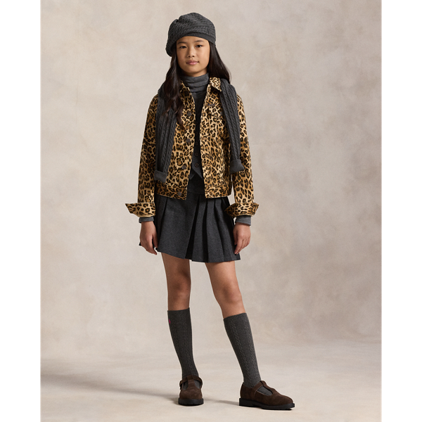 Leopard-Print Denim Trucker Jacket