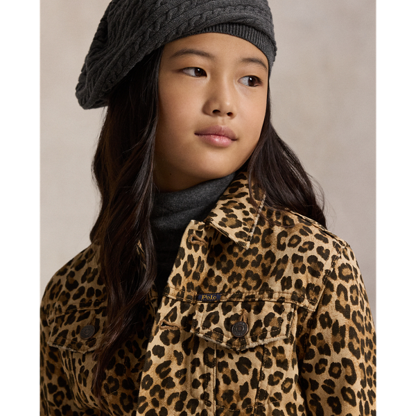 Leopard-Print Denim Trucker Jacket