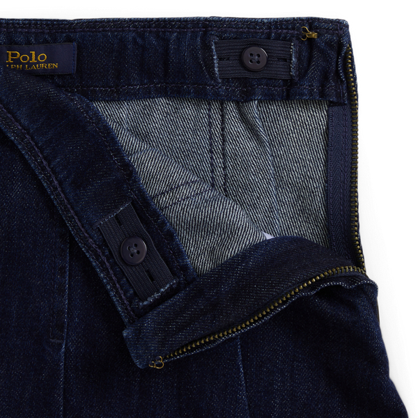 Pleated Cotton Denim Skirt
