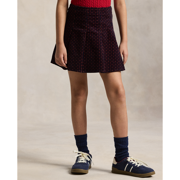 Floral Pleated Corduroy Skirt
