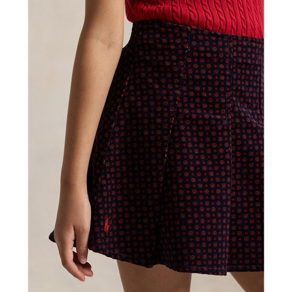Floral Pleated Corduroy Skirt