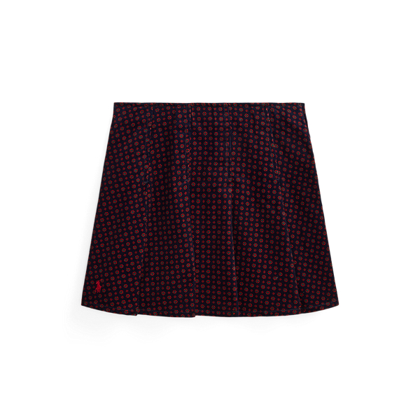 Floral Pleated Corduroy Skirt