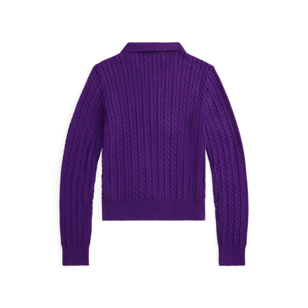 College Purple Mini-Cable Cotton Polo Jumper Girls 7-16 2