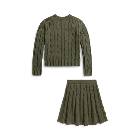 Ralph Lauren Cable-Knit Cotton Sweater & Skirt Set