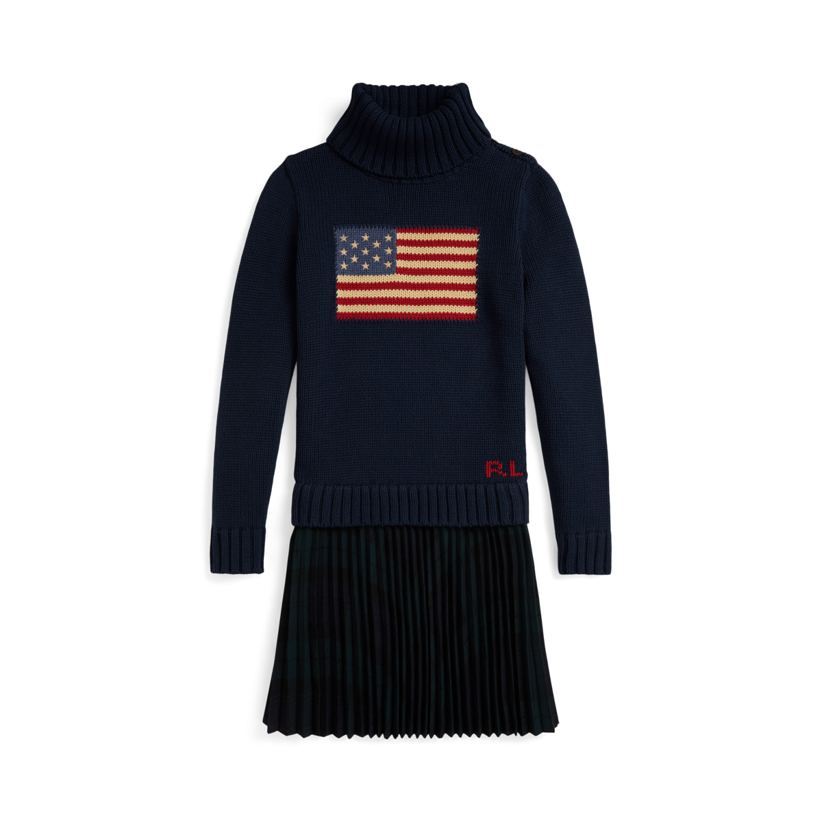 LAUREN RALPH LAUREN ニットスカート ブラック M キレイめ プリーテッド ジョーゼット スカート | ポロ ラルフ ローレン