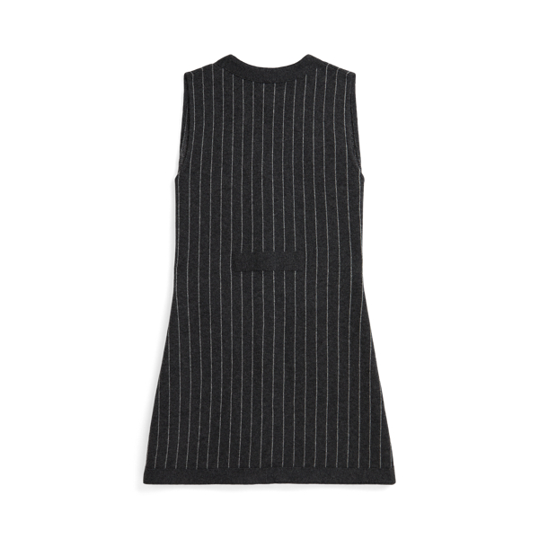 Pinstripe Wool Sleeveless Sweater Dress