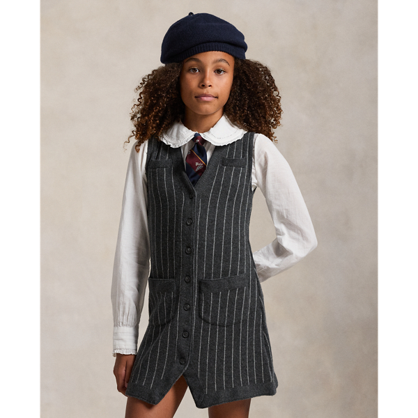 Pinstripe Wool Sleeveless Sweater Dress