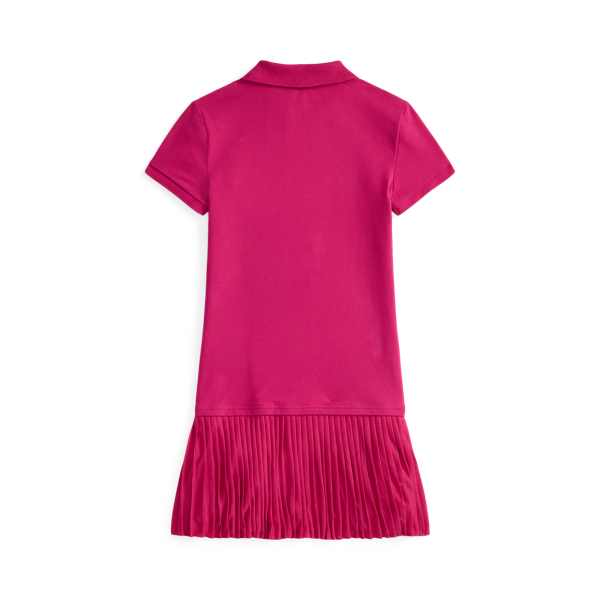 Pleated Stretch Mesh Polo Dress
