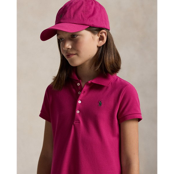 Pleated Stretch Mesh Polo Dress