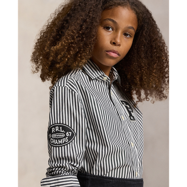 Striped Cotton Boxy Letter Shirt