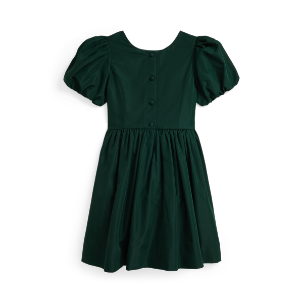 Balloon-Sleeve Taffeta Dress