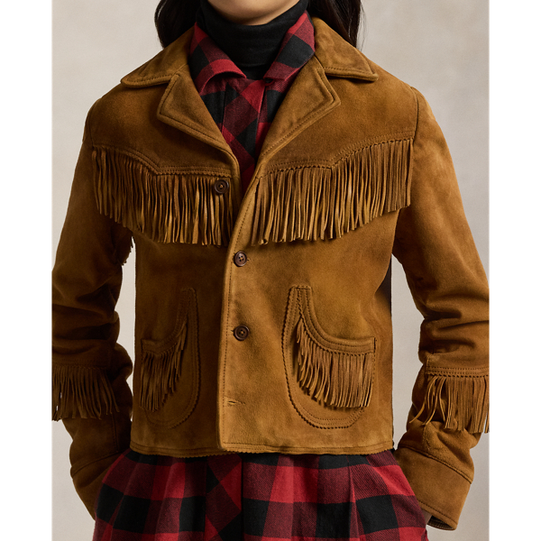 Lederjacke mit Fransen Girls 7-14 Years in Sandbraun 5