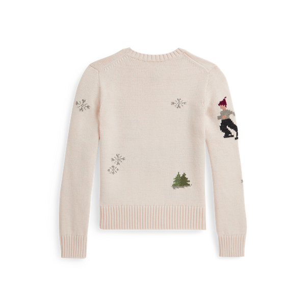 Ice Skater-Intarsia Crewneck Sweater