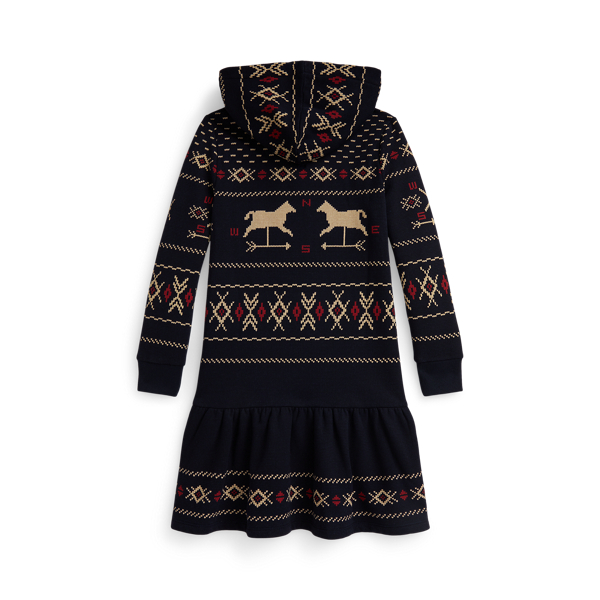 Patterned Fleece Hooded Dress