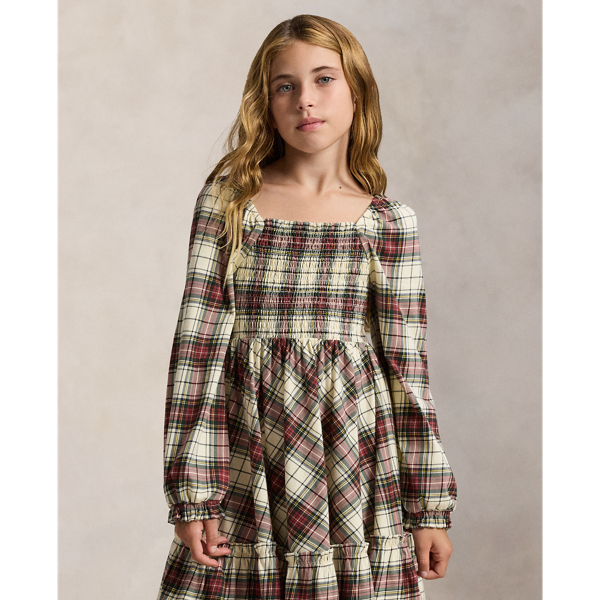 Plaid Ruffled Cotton Jersey Dress