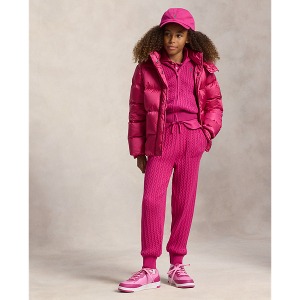 Preppy Pink Metallic Down Hooded Jacket Girls 7-16 4