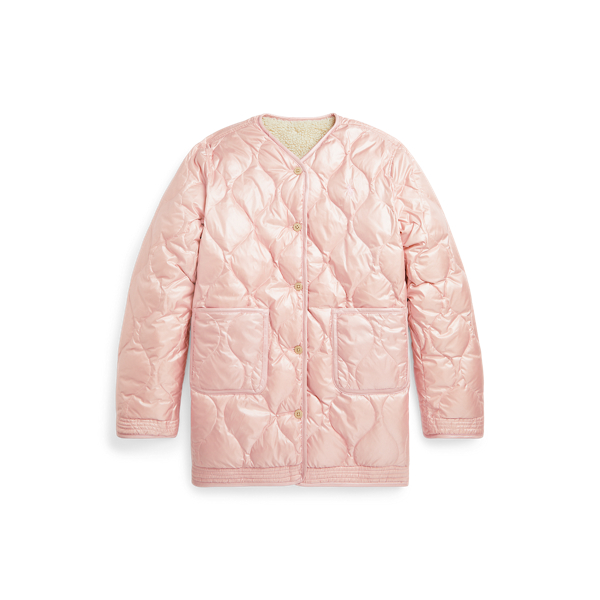 Doorgestikt omkeerbaar teddy fleece jack