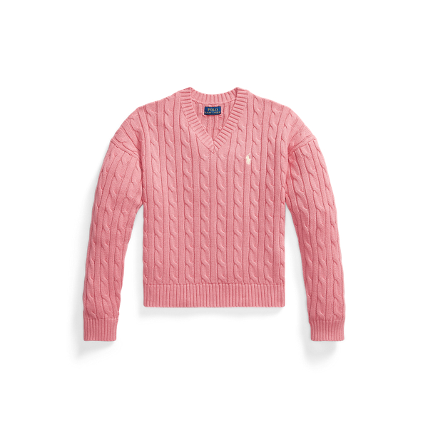 Zopfmusterpullover mit V-Ausschnitt